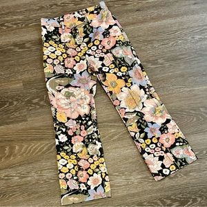 NWOT Manoush Carnaby Trousers in Pink Floral corduroy